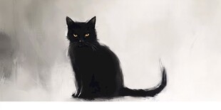 小黑猫插画
