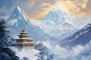 天界晓钟风景插画