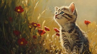 春季手绘猫咪