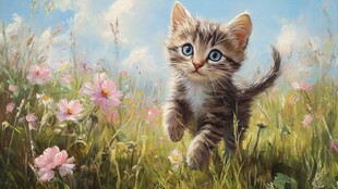 春季手绘猫咪