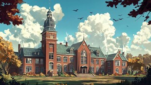 普林斯顿大学插画背景