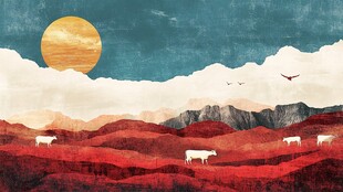 阿拉善海报插画水彩