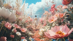 唯美梦幻花田场景