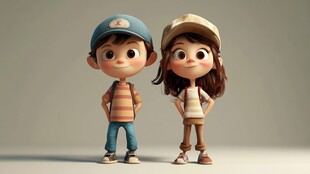 3d男女卡通形象