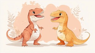 扁平卡通恐龙插画