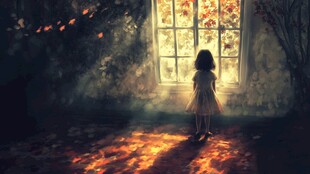 孤单的小女孩插画