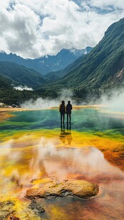 雨雾中的五色海