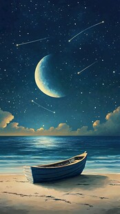 海洋大海月光帆船