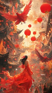 凤凰古风插画
