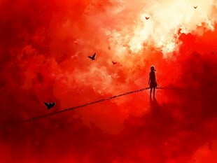 暖色调墨韵唯美红色