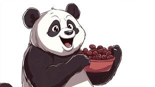大熊猫美食插画