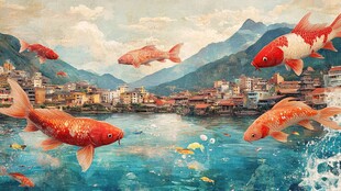 融水县风光插画