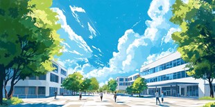 唯美校园插画