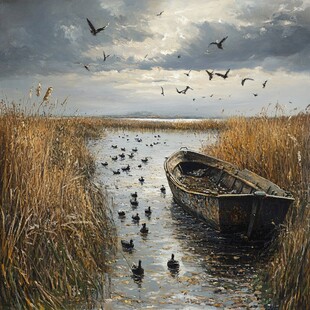 候鸟油画
