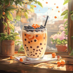 奶茶插画