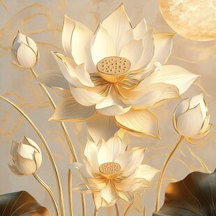 金线荷花客厅背景