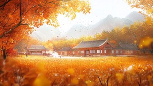 古风秋天景色插画