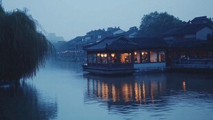 烟雨长廊夜景