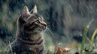 躲雨的猫咪