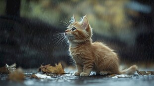 躲雨的小猫