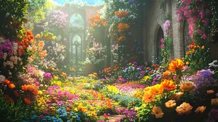 唯美梦幻花田场景