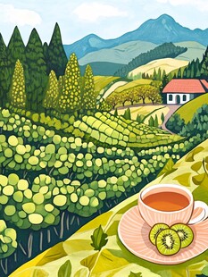 茶园风光插画