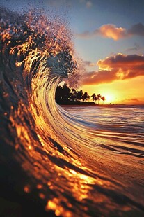 海浪浪花日出日落