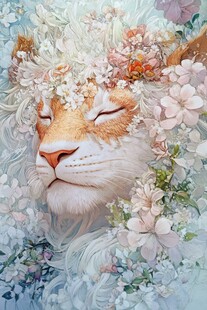 欧美手绘动物花