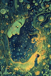 蓝色系手绘插画