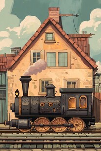 旧时铁路火车站场景