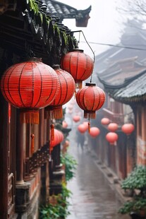 挂红灯笼锦里古街