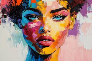 人脸色块拼接装饰画