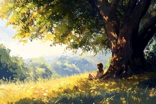 树傍下的少女