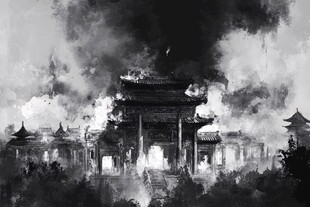 佛堂背景意境水墨