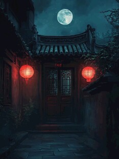 古建红灯笼夜景