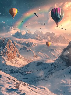 彩色绚丽山水背景