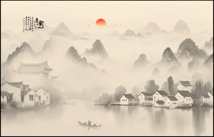 新中式抽象水墨山水
