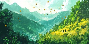 山野烂漫插画