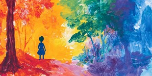 女孩风景画