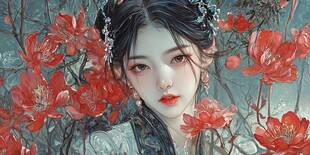 古风美女头像插画封面
