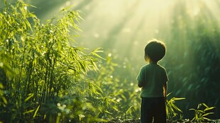 节气夏日里的小男孩