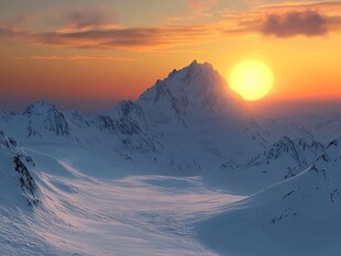 雪山之巅日落