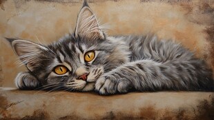 手绘客厅猫唯美装饰画