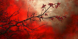 暖色调墨韵唯美红色