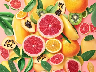 活力西柚色立体背景