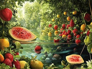 水果林手绘插画