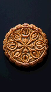 黑背景上的月饼