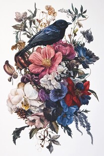 欧美风格鸟花卉