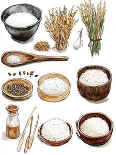 稻米杂粮插画