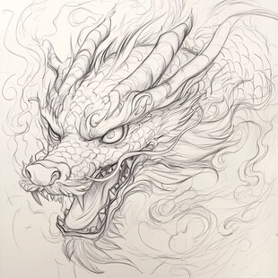 线描简约版龙抬头